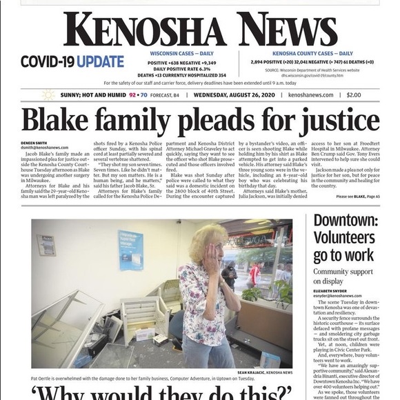 Jacob Taylor Kenosha Wisconsin Newspapers BLM - Picture 6 of 7